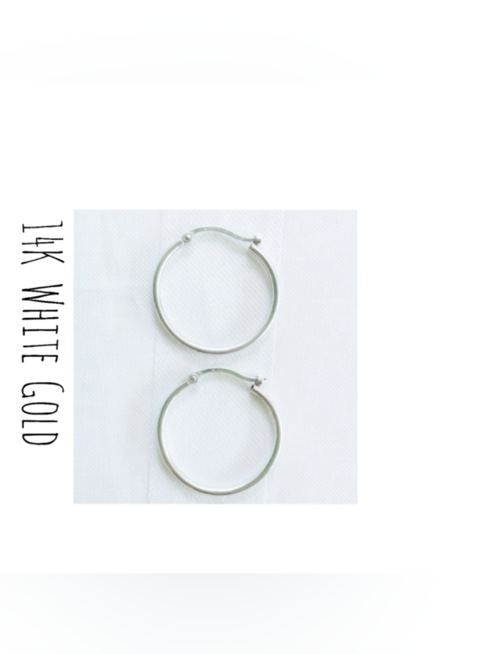 Montega by Elie Chatila 14K White Gold Hoop Hoops Round Earrings 1.1 gram
